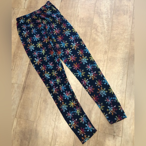 Leggings multicolor snowflakes ❄️ pattern on navy - Picture 4 of 7